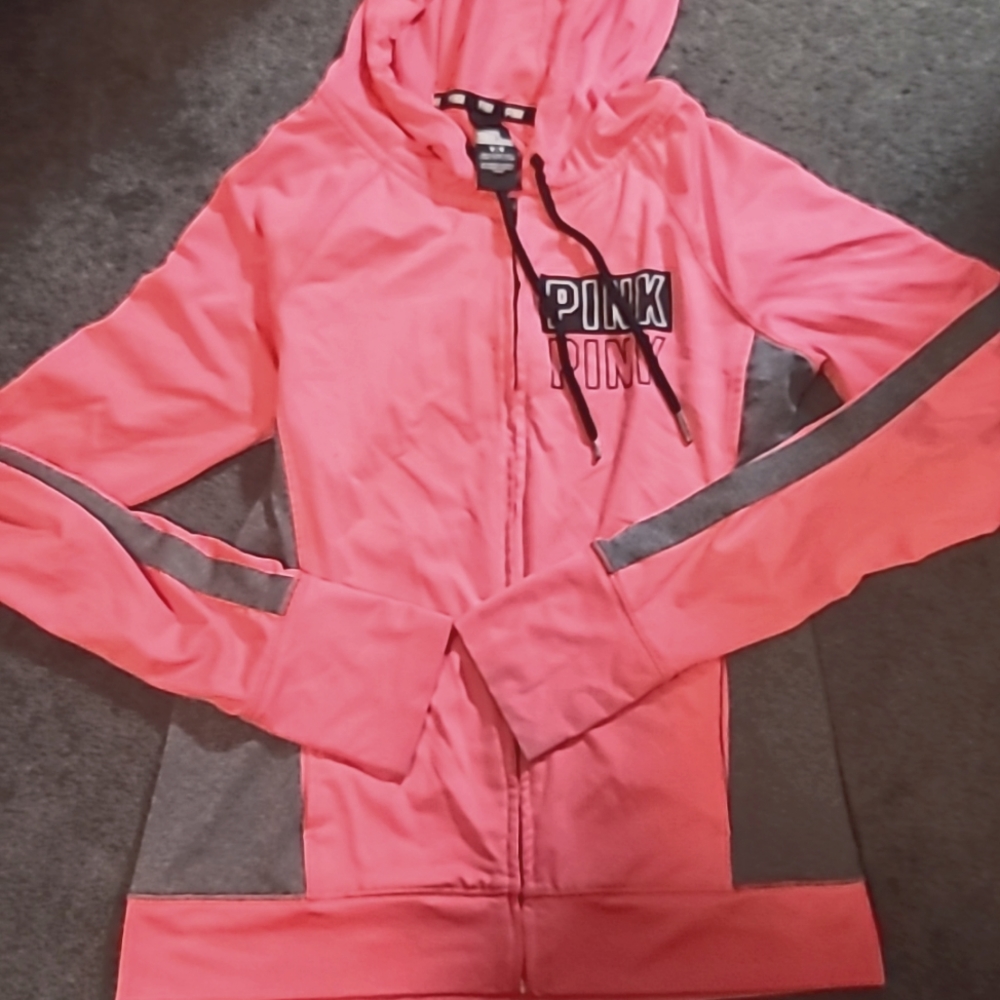 PINK, Sz M, ultimate, pink/gray, zip up